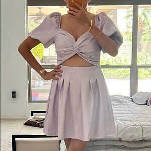 Aves Les Filles Lavender Puff Sleeve Dress